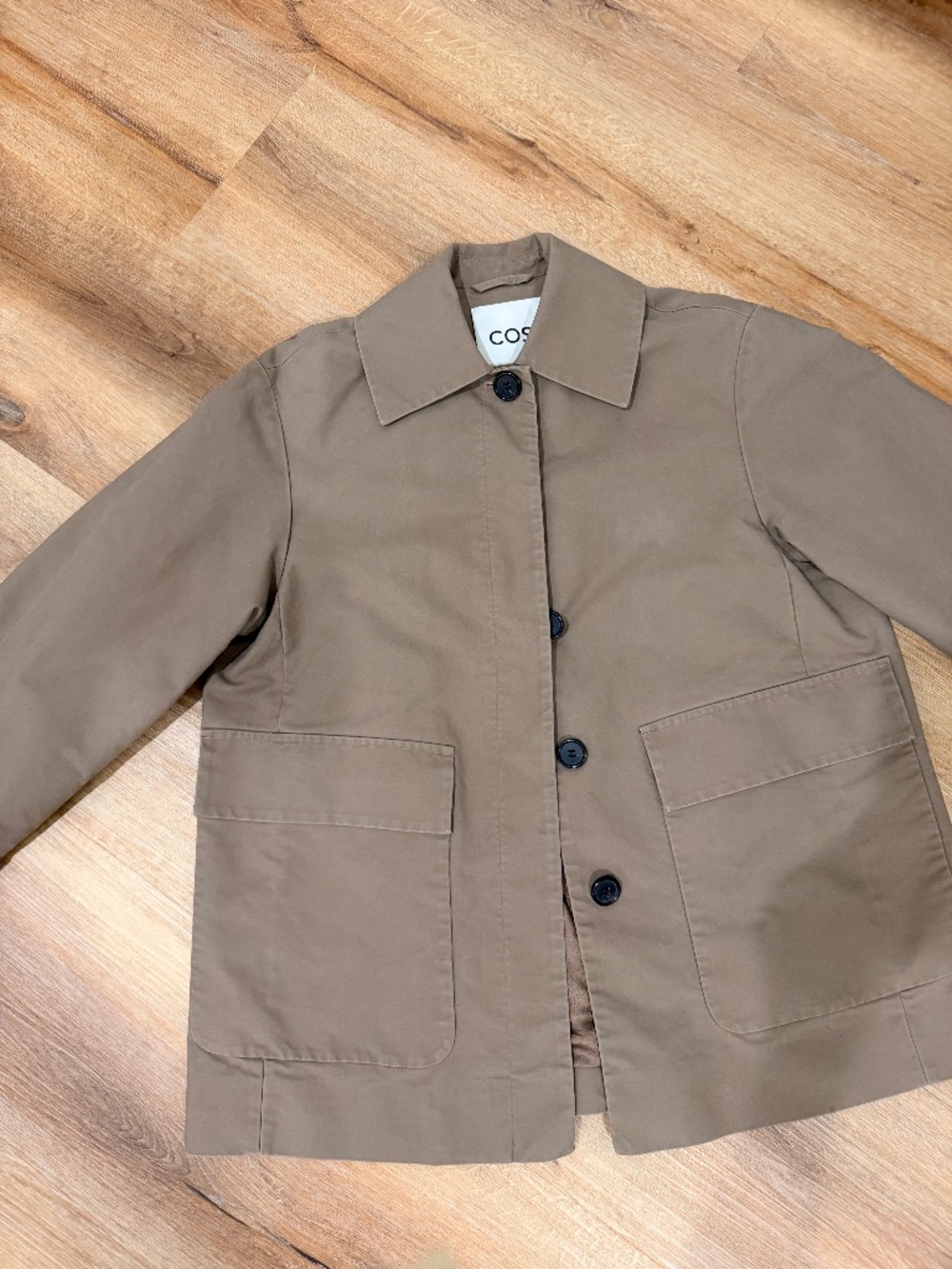 COS Collared Cotton Car Jacket- Beige Size Small